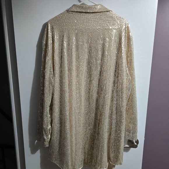 Sequin Oversized Button-down Dress - Picture 2 of 2